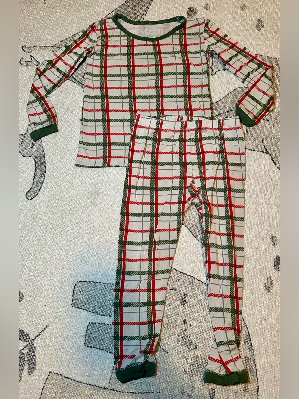 Kyte BABY Green & Red Plaid Kids Pajama Set